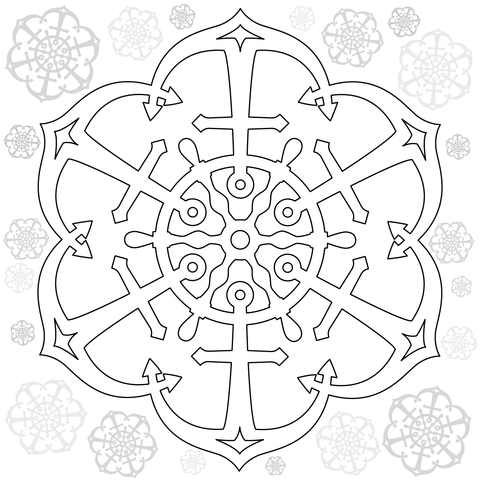 Snowflake With Anchors Coloring Page